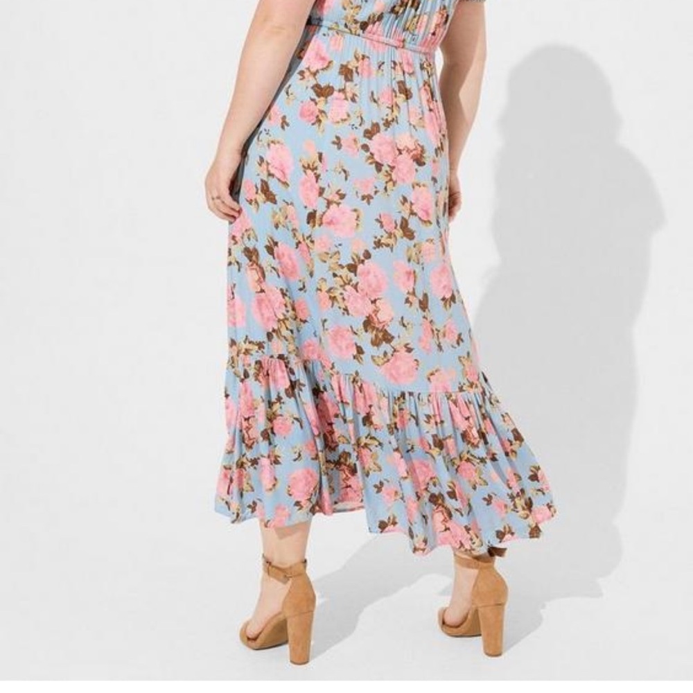 Maxi Stretch Challis Pintuck Tiered Dress